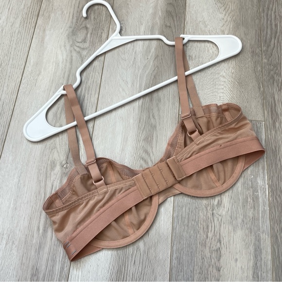 Negative Balconette Bra sieve mesh womens Beige (size 36D) comfy casual everyday - Picture 3 of 4